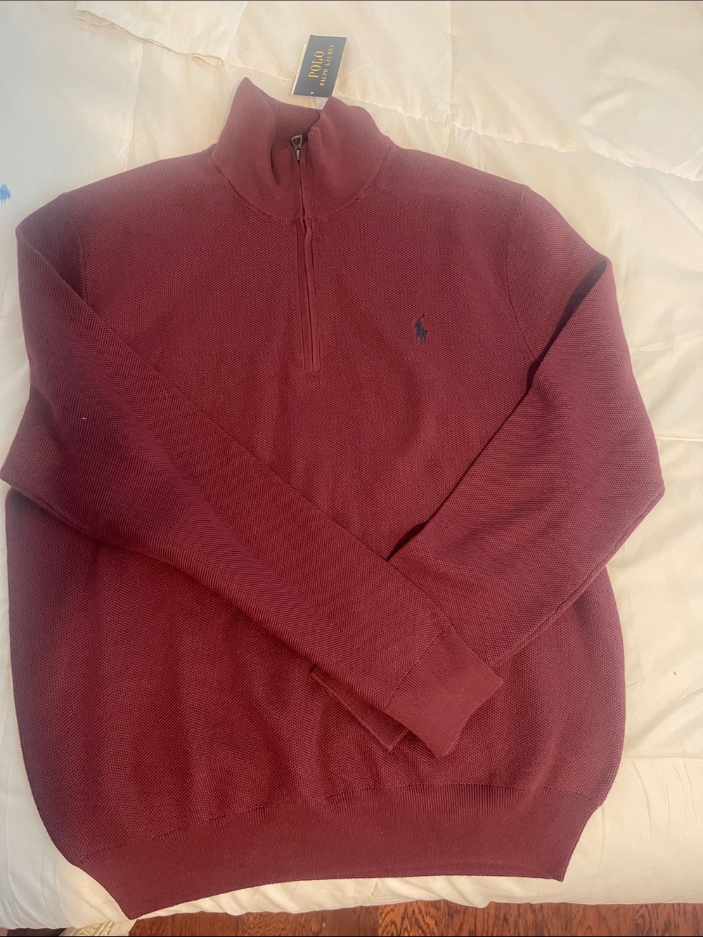 Polo by Ralph Lauren Men's Maroon Half-Zip Sweater